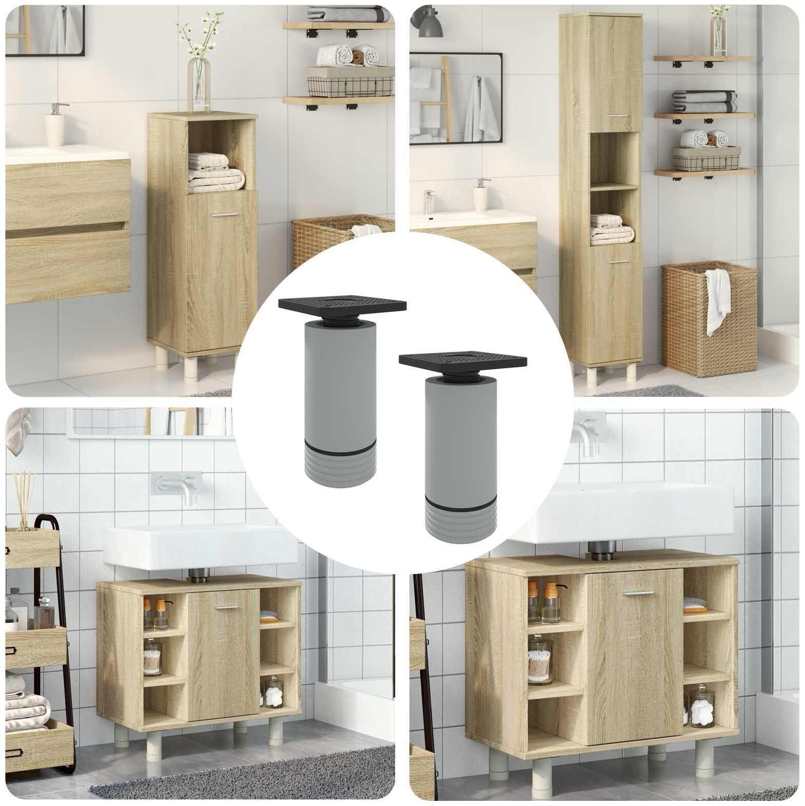 vidaXL Nóżki meblowe Z regulacją 2 pcs Biały 64 x 64 x 100 mm PP