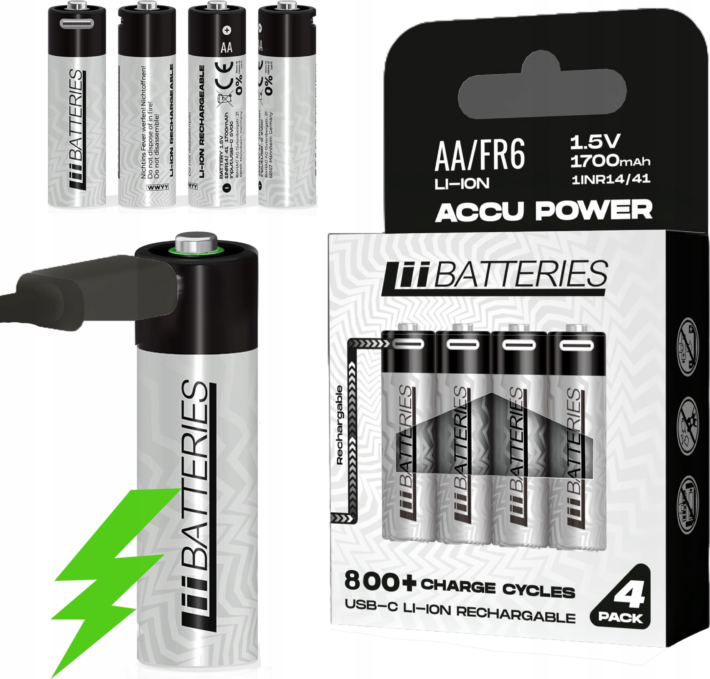 LiiBateries LIIBATTERIES AKUMULATORY LI-ON TYPU AA 4szt