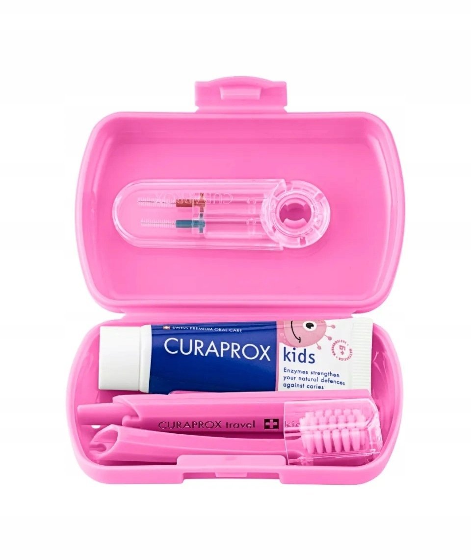 Curaprox TRAVEL SET KIDS RÓŻOWY składana