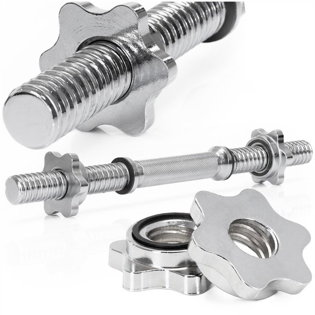 Gryf krótki 40 cm do hantli z zaciskami śr. 28 mm gwintowany, stal chromowana UNIWERSALNY