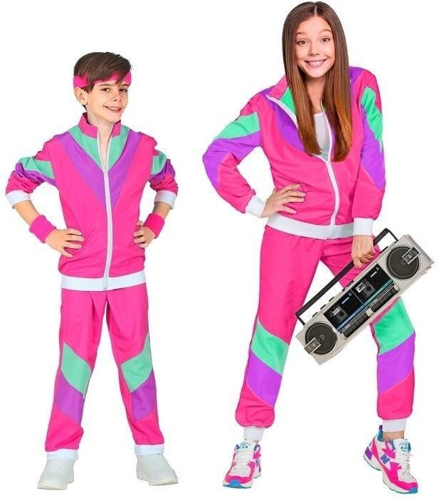 Pink 80er joggingdragt kostume