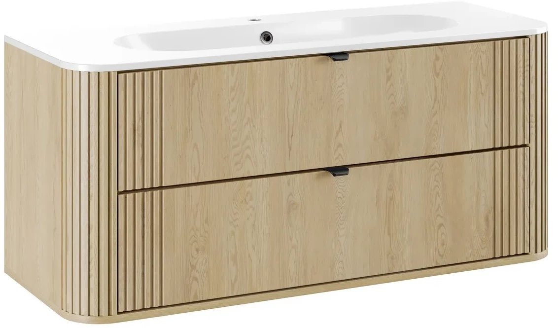 Szafka pod umywalkę OVALIA CREMONA 2S 120cm dąb cremona z umywalką wpuszczaną PURE COMAD