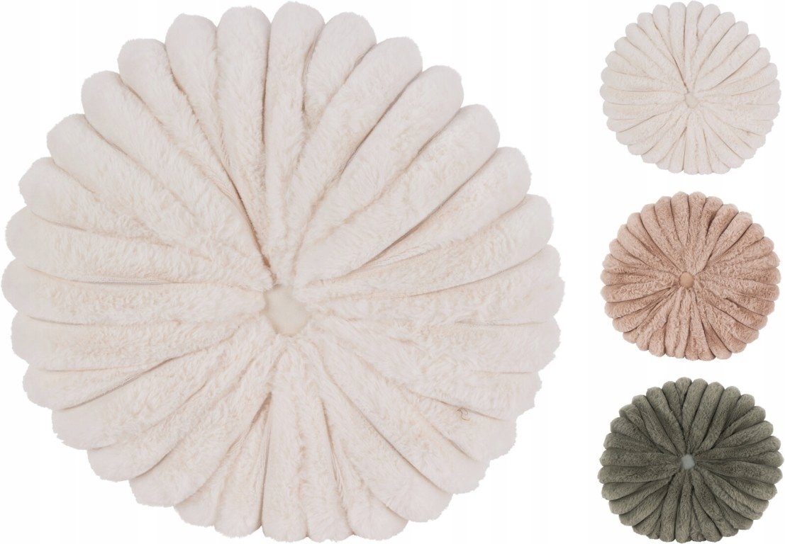 Koopman Poduszka dekoracyjna okrągła z miękkie futerko królicze 35x10 cm