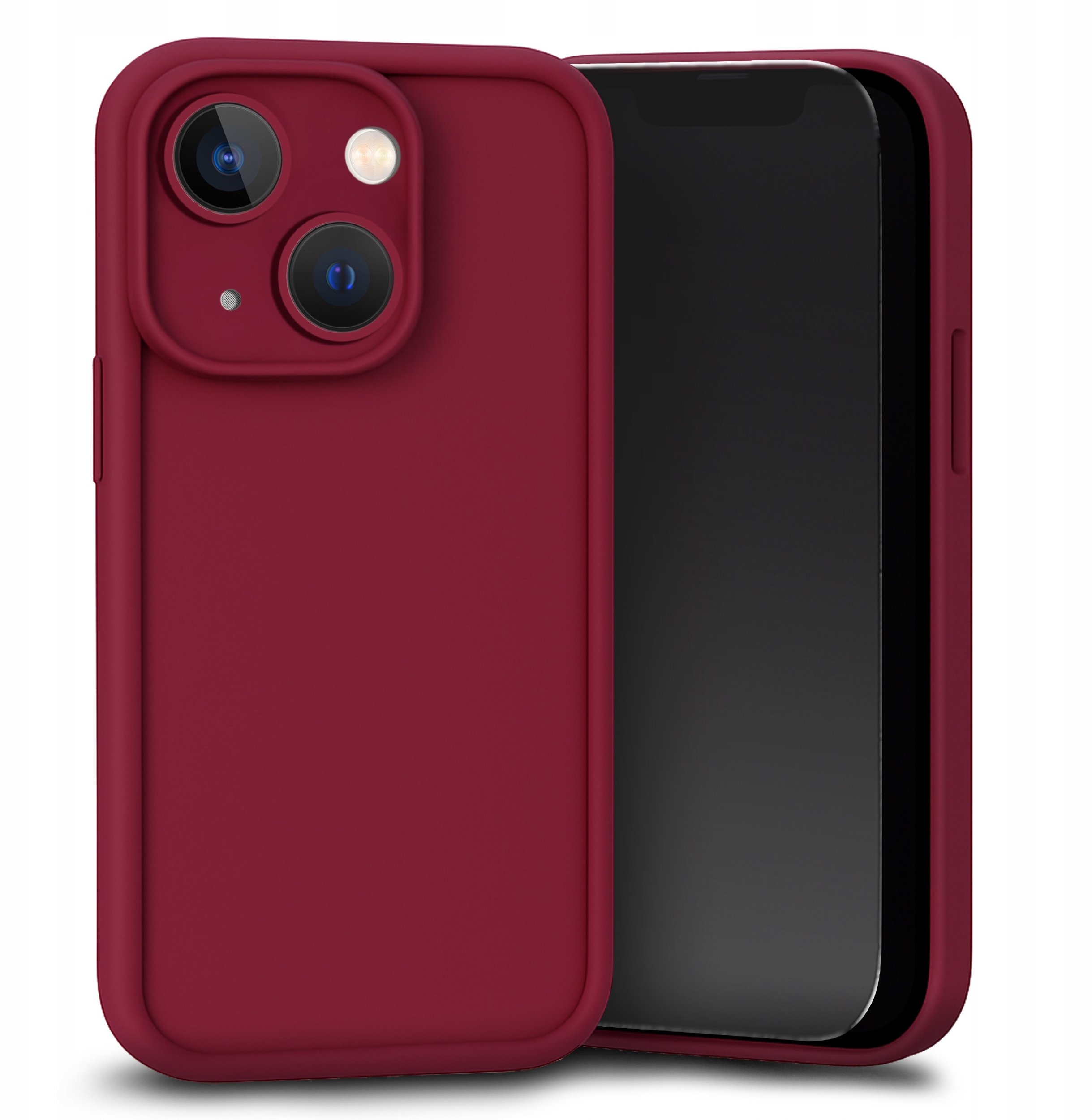 Etui do Apple iPhone 14 (Bordowe, Silikonowe, Matowe, Wzmocnione) Szkło