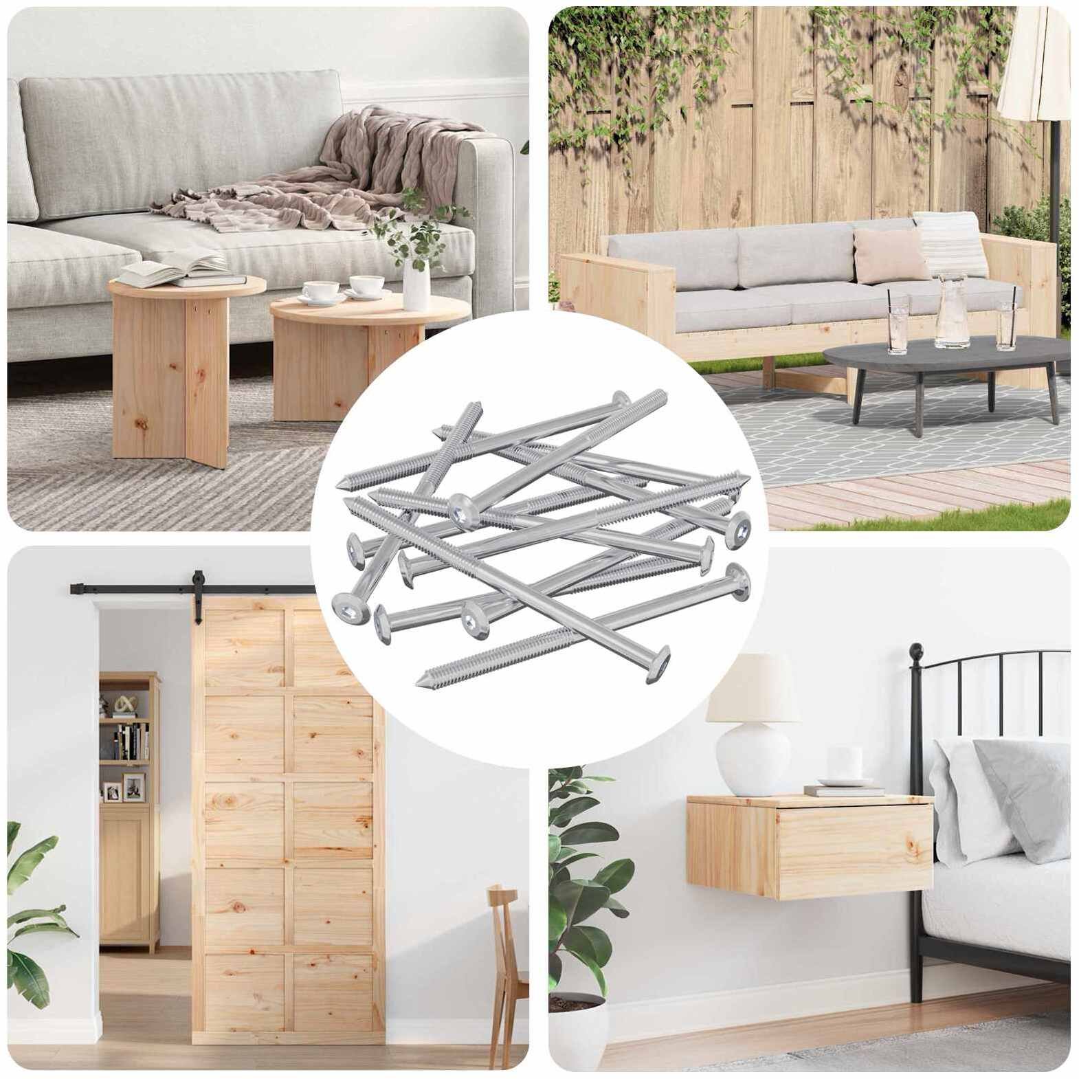 vidaXL Śruby meblowe 1000 pcs srebrny Stal