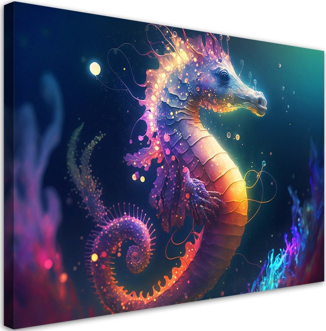 Feeby Obraz na płótnie, Neonowy konik morski - 120x80