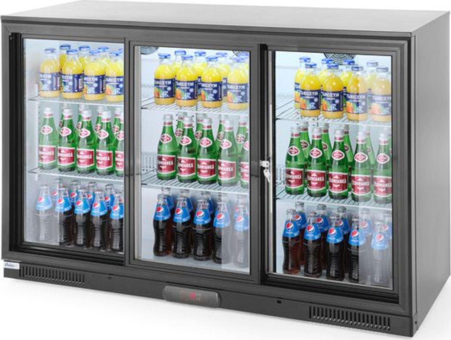 Witryna chłodnicza ARKTIC Lodówka chłodziarka barowa sklepowa na napoje 3-drzwiowa 6 półek 300 W 303 l - Hendi 235836 Lodówka chłodziarka barowa sklep