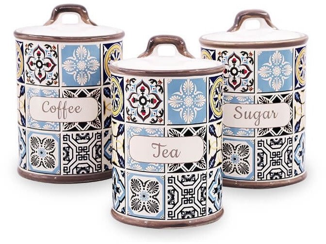 Zestaw 3 pojemników ceramicznych HOLIDAY IN PORTO