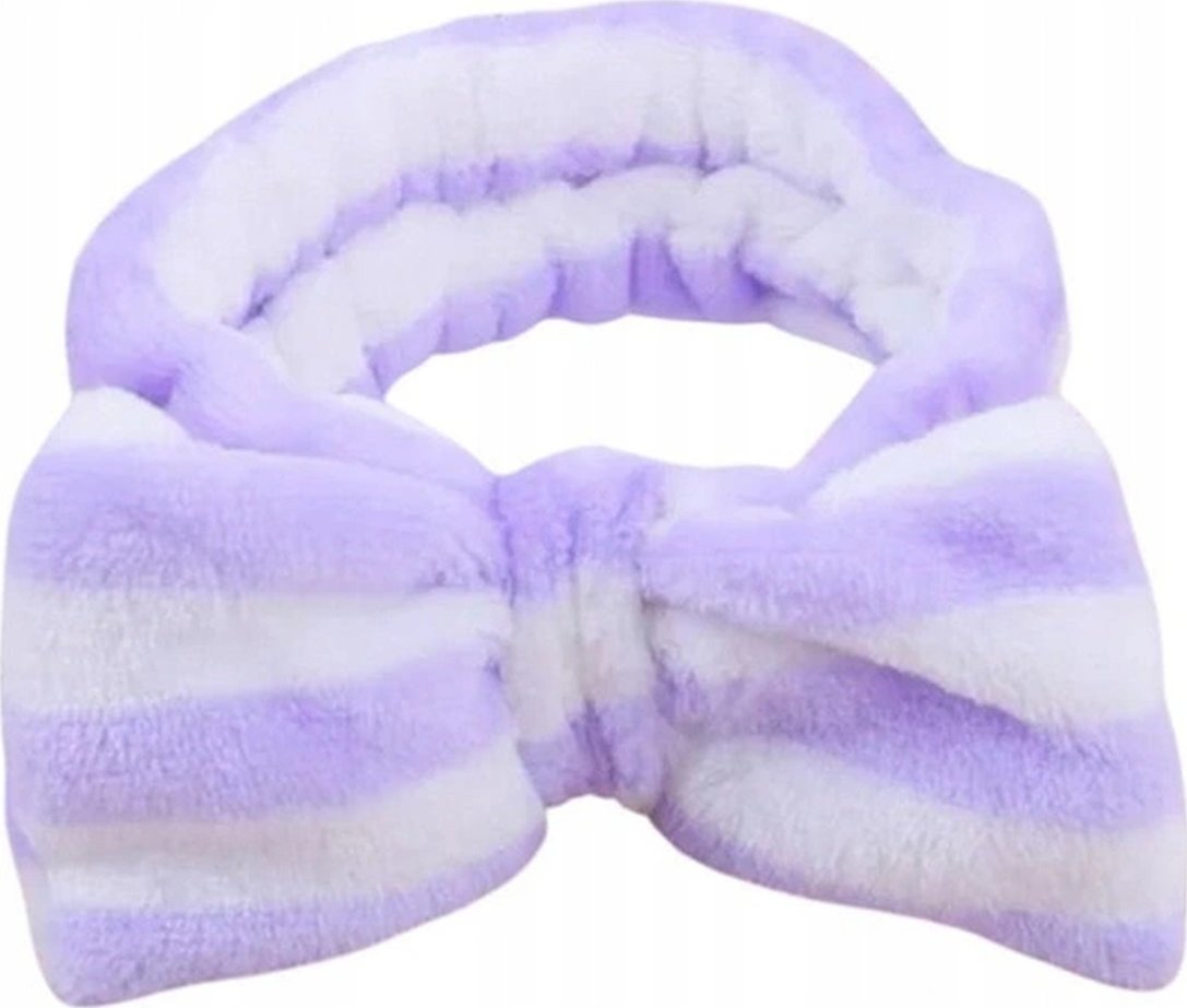 Ecarla Opaska kosmetyczna z kokardą fioletowo-biała