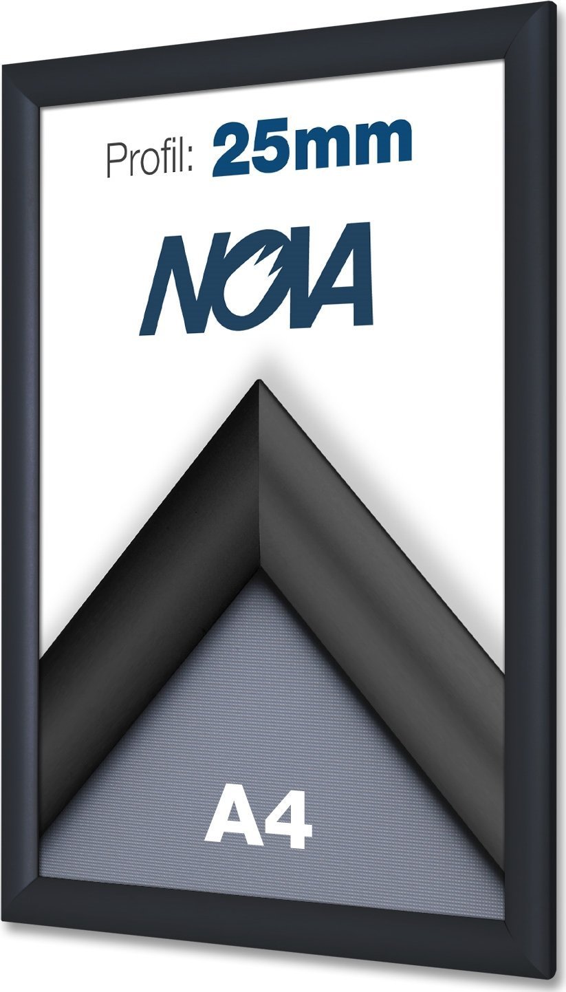 Ramka Twinco Snapramme TWIN LIGHT A4 t/væg - 25 mm, sort Sort 0,1x250x350mm (1stk)