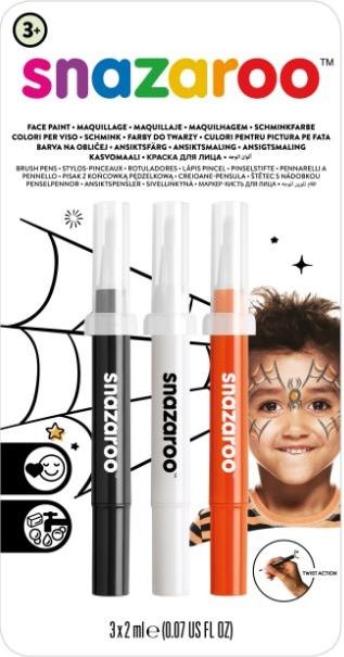 Kwadratura Koła Farby do Twarzy w Pędzelku Snazaroo 3x2ml Hallowen