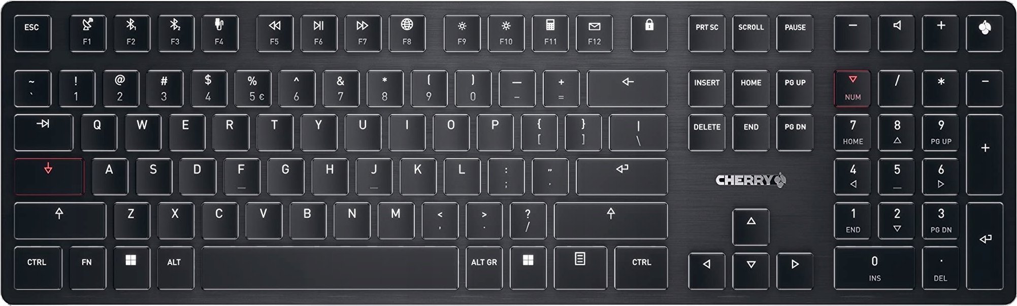 Klawiatura Cherry KW X ULP klawiatura USB + RF Wireless + Bluetooth QWERTY Amerykański międzynarodowy Czarny