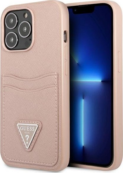 Guess GUHCP13LPSATPP iPhone 13 Pro / 13 6,1" różowy/pink hardcase SaffianoTriangle Logo Cardslot