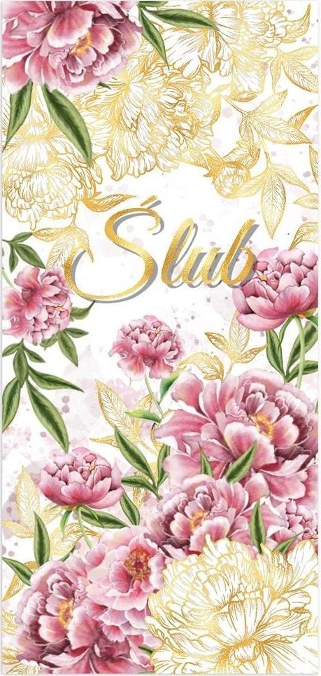 HENRY Karnet Pamiątka ślub złote piwonie