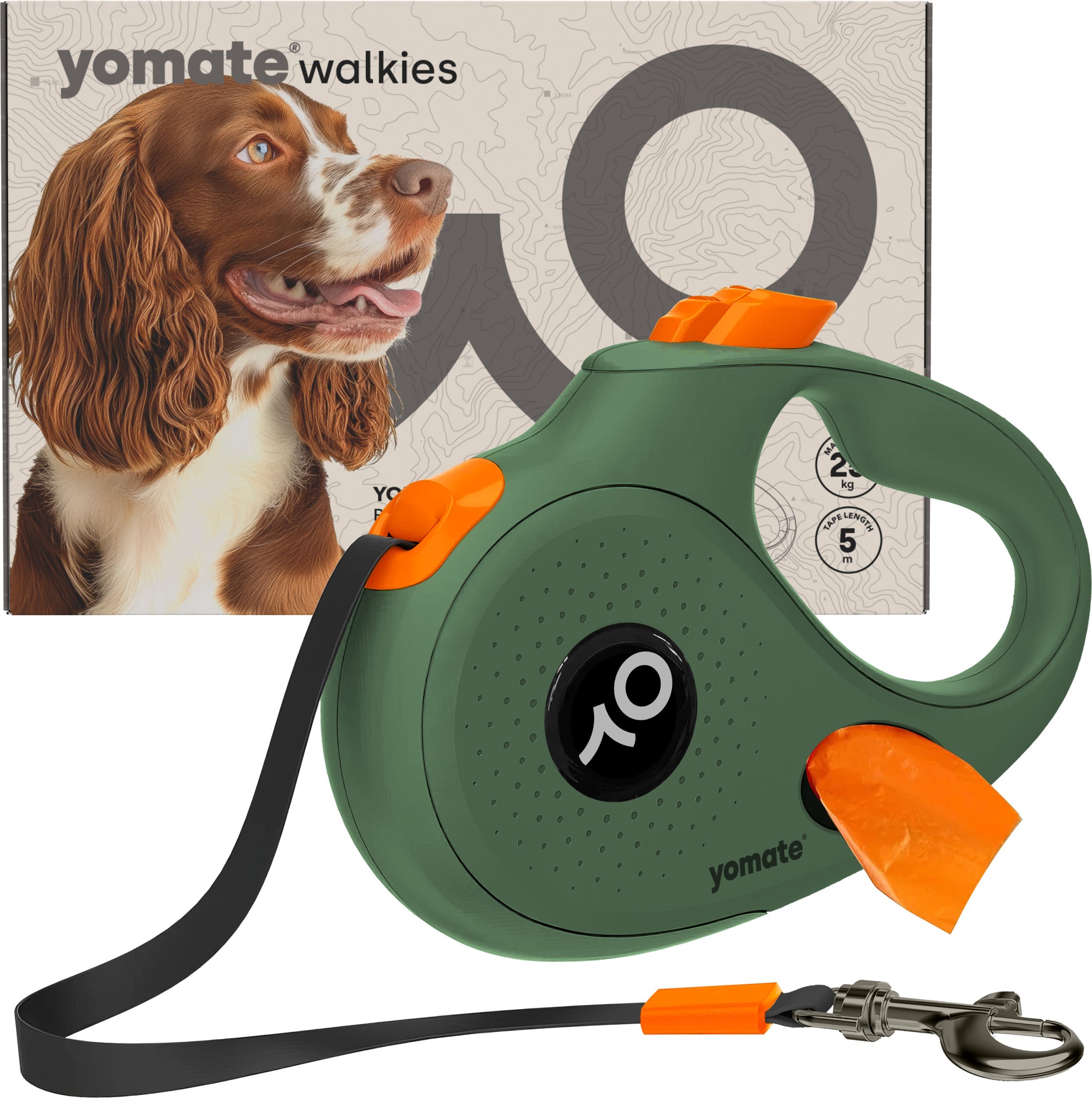 YOMATE! SMYCZ AUTOMATYCZNA DLA ŚREDNIEGO PSA ZWIJANA Z BLOKADĄ