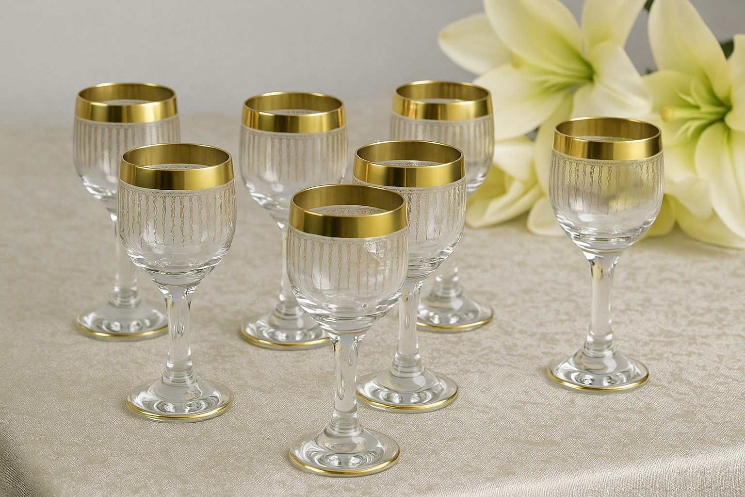 Komplet 6 kieliszków do wódki 25 ml Koral Gold