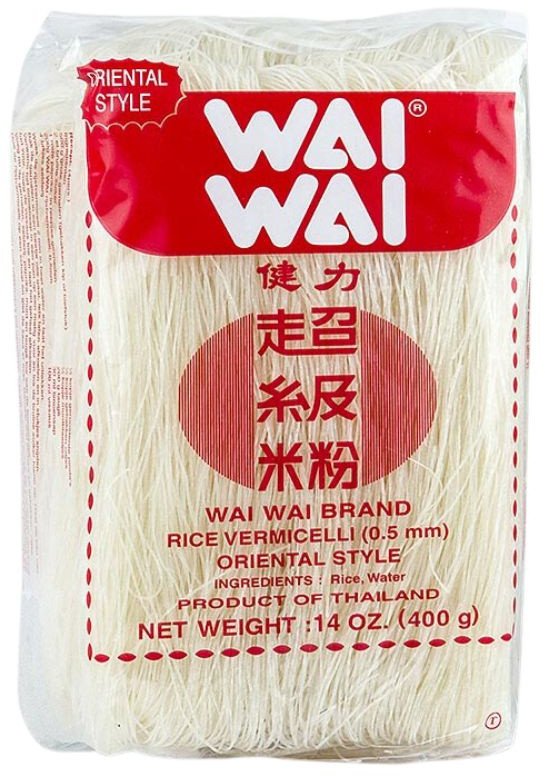Makaron ryżowy nitki bezglutenowy glass vermicel cienki do wok pho stir fry Wai Wai 400g
