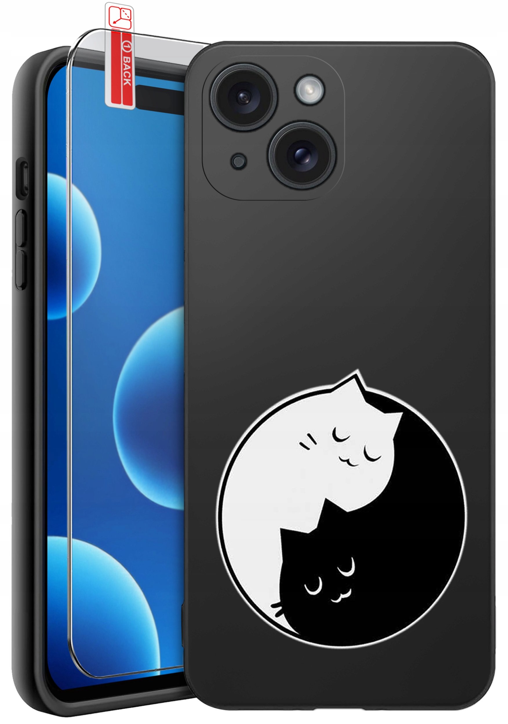 ETUI do iPhone 15 | WZORY | SILIKONOWE MATT CASE + SZKŁO 9H