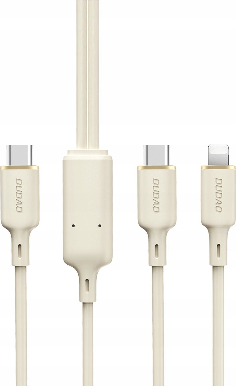 Dudao Kabel 3w1 Dudao L7SE USB-C / USB-C, Lightning, microUSB 66W 1.2m beżowy