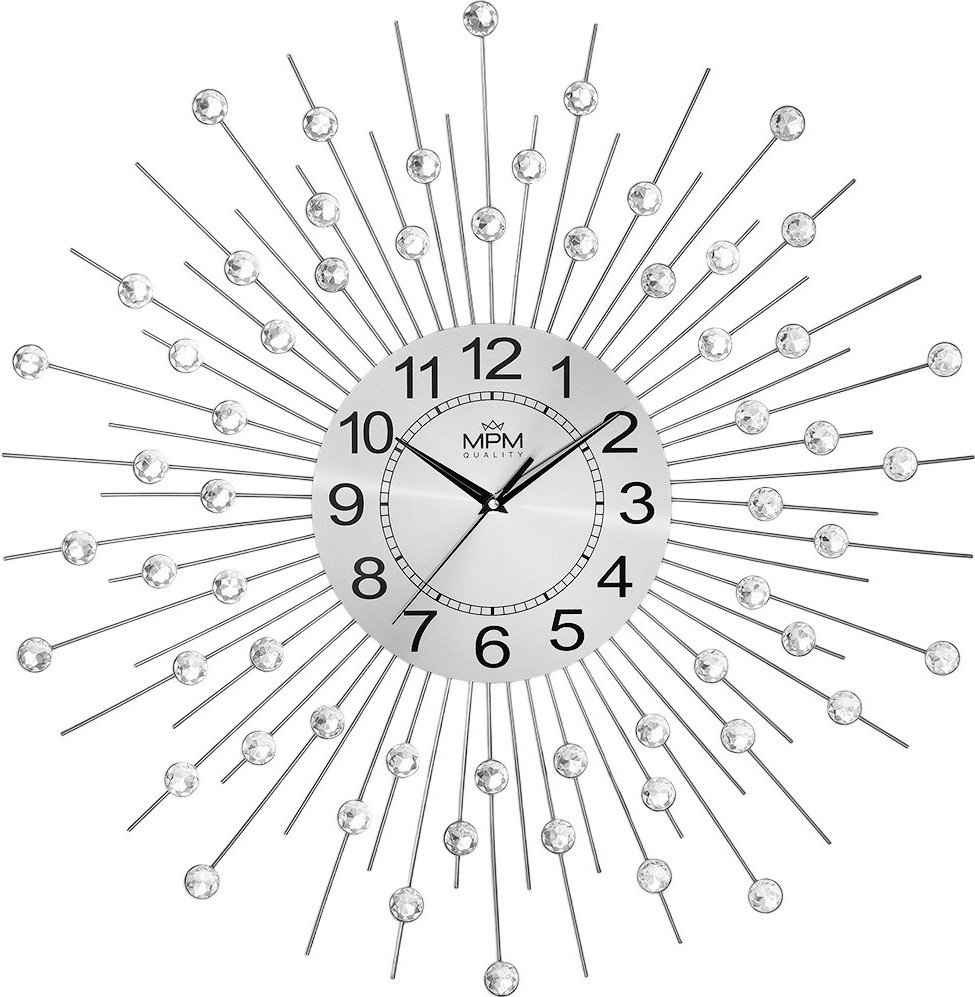 Duży zegar ścienny MPM E04.4497.70 z kryształkami 60 cm .