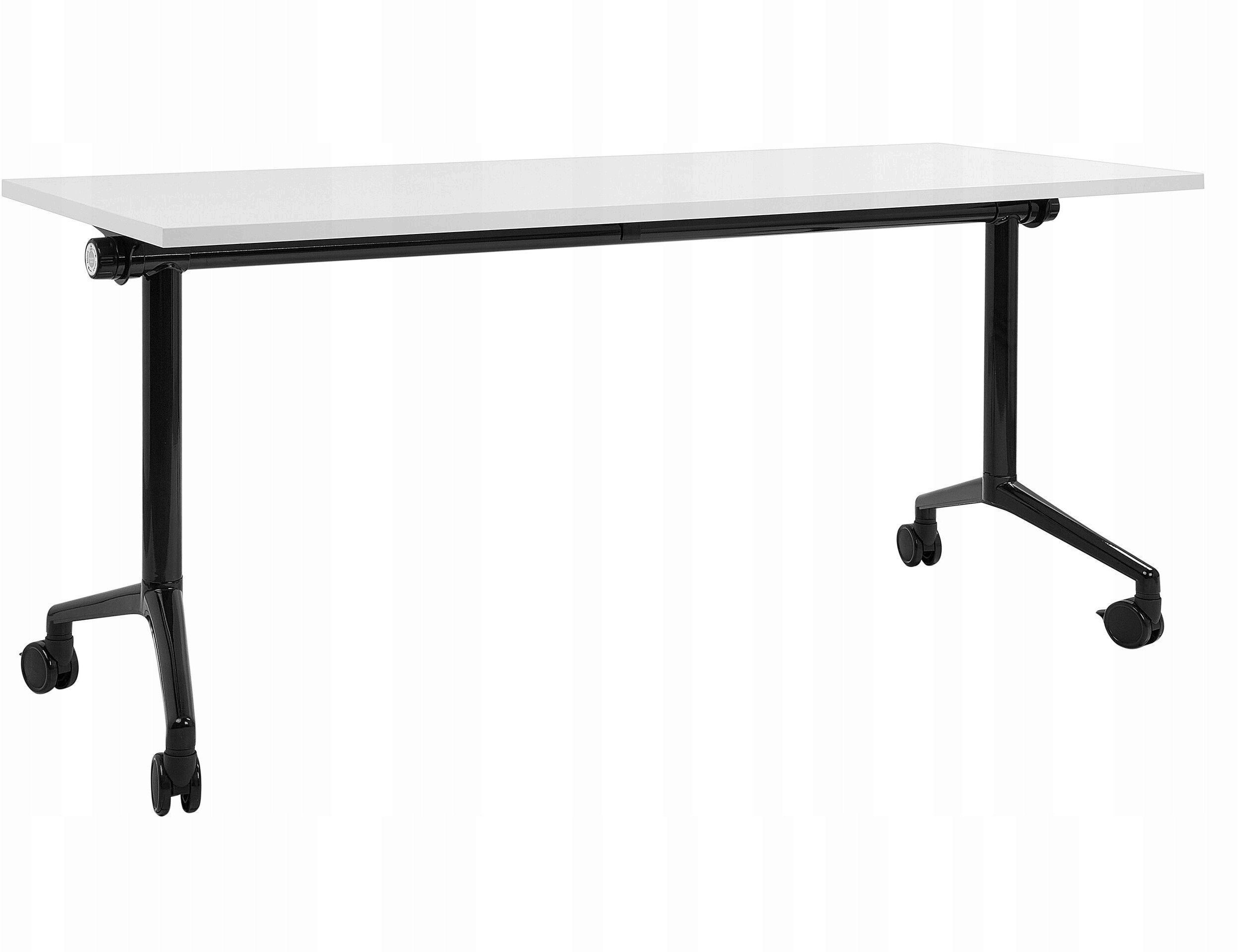 Biurko składane z kółkami 160 x 60 cm białe z czarnym CAVI