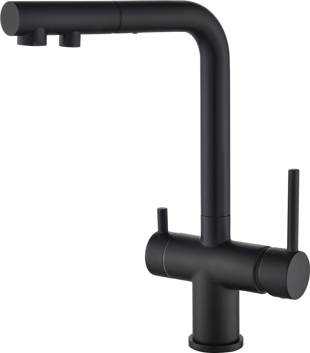 Bateria kuchenna Aquasanita Helika 2683-MB Czarny mat bateria z wyciąganą wylewką i podłączeniem do filtra