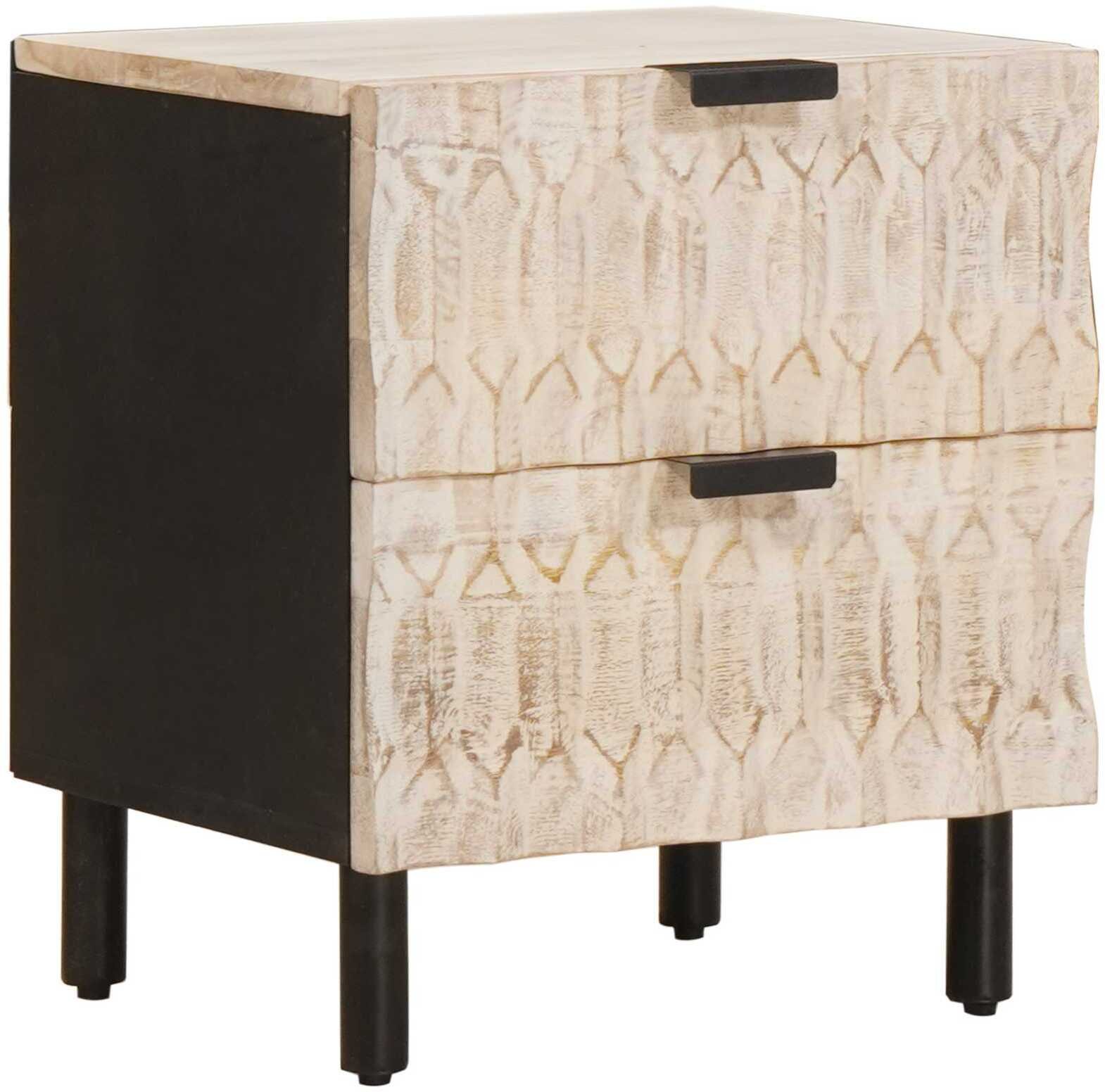 vidaXL Szafka Nocna z szufladą Biały 40 x 33,5 x 46 cm Drewno mango