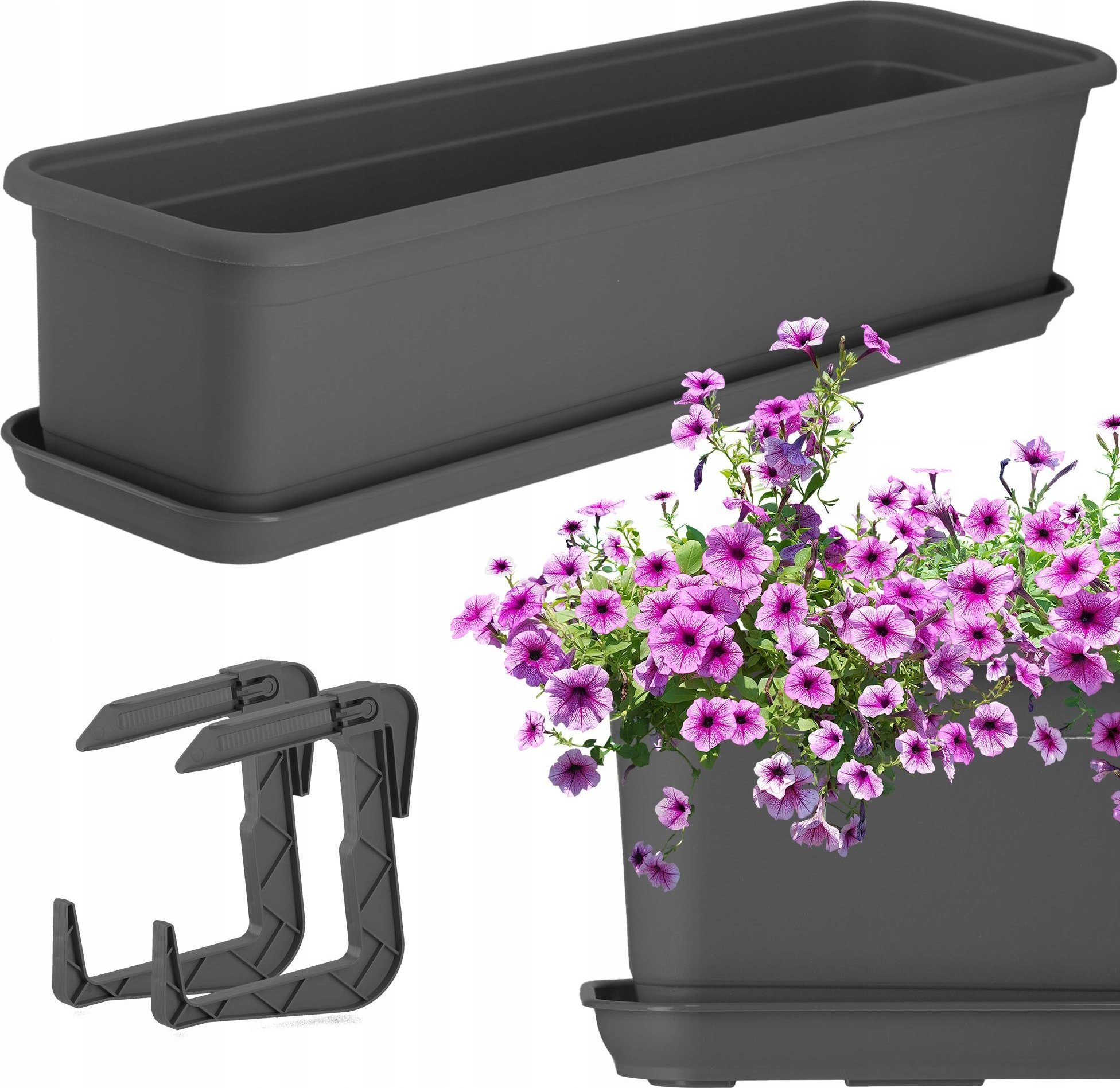 Kadax KADAX Doniczka Skrzynka Balkonowa 60cm + 2 Uchwyty