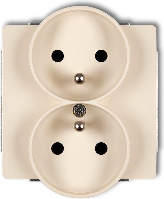 Karlik DECO gniazdko podtynkowe podwójne do ramki z uziemieniem 2x2P+Z beżowe 1DGPR-2z Karlik - 1DGPR-2z