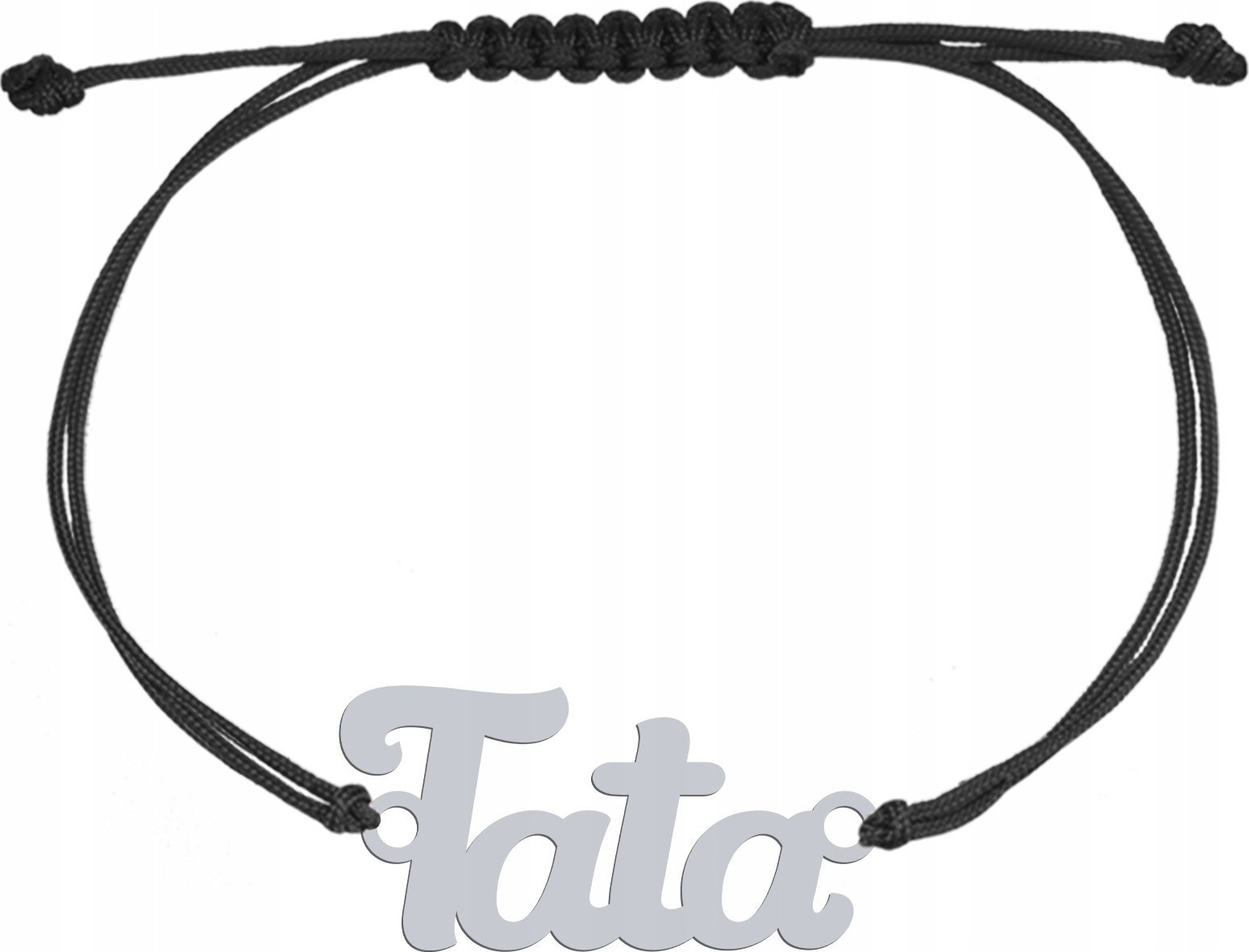 Radziszewska Jewellery Bransoletka Srebrna Tata Srebro 925 Grawer Sznurek Prezent dla Taty