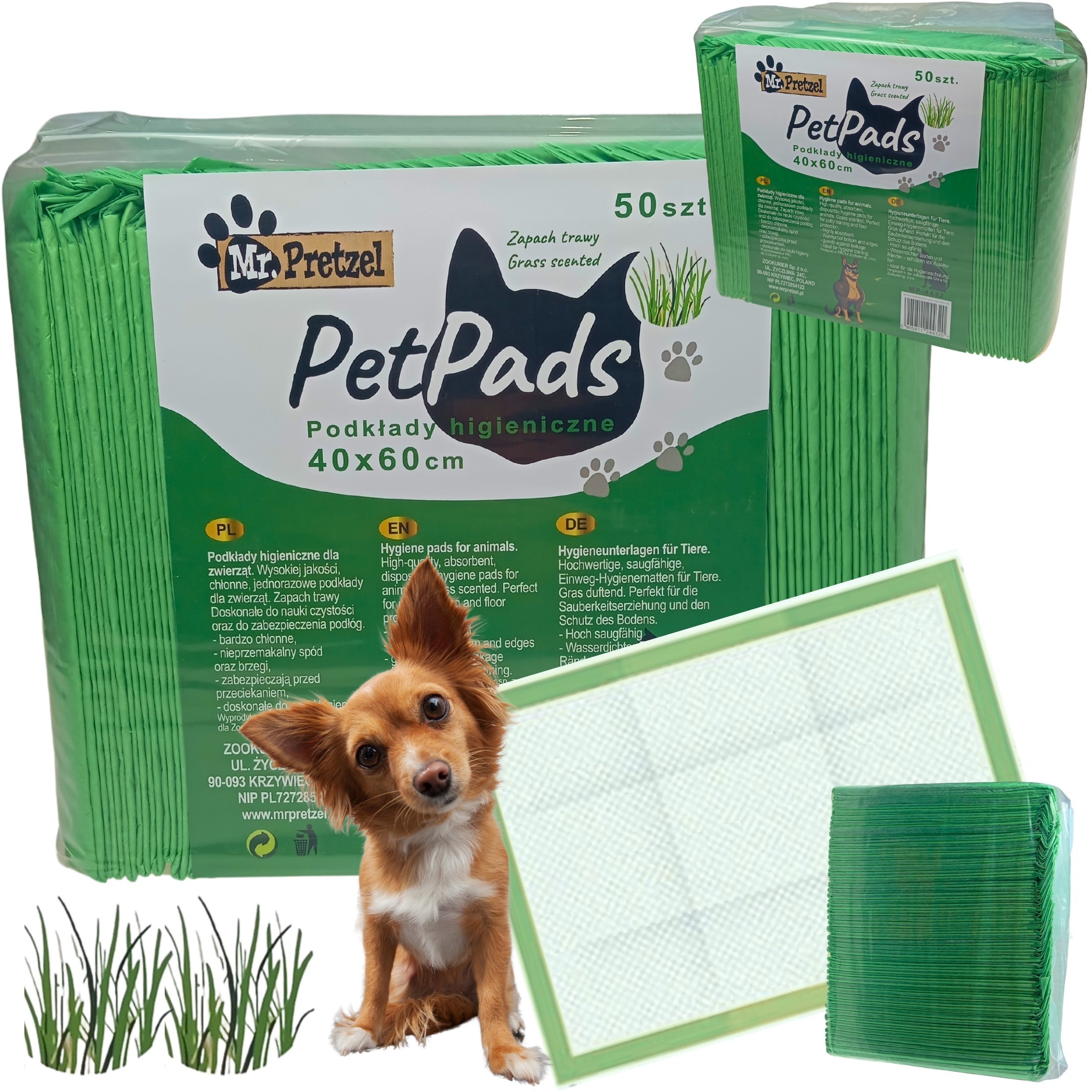 MRP Maty dla psa zapach trawy 40x60cm 50szt