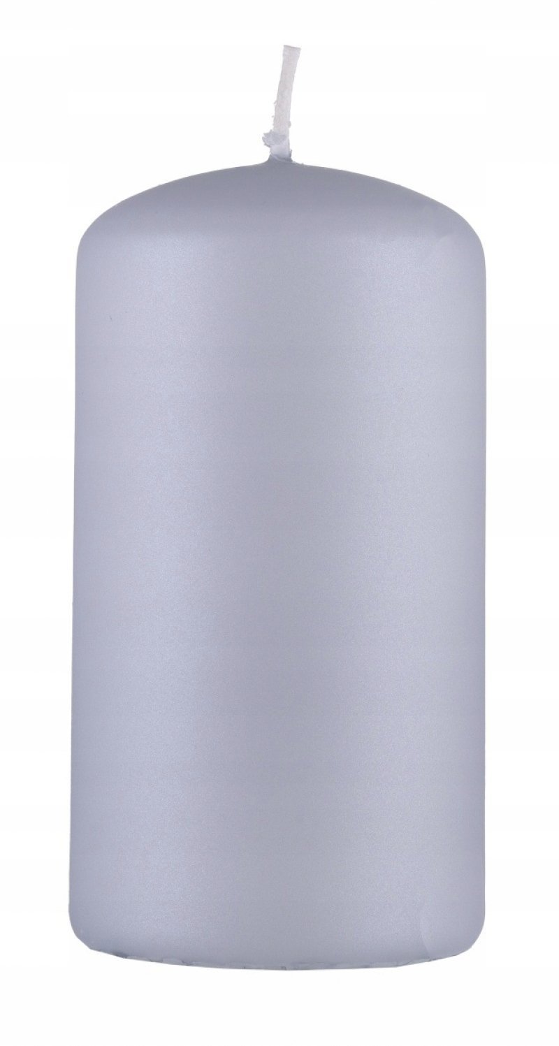 Donau Home Świeca słupek Standardowy Lakierowany, 60x115mm, jasnoszary metaliczny mat