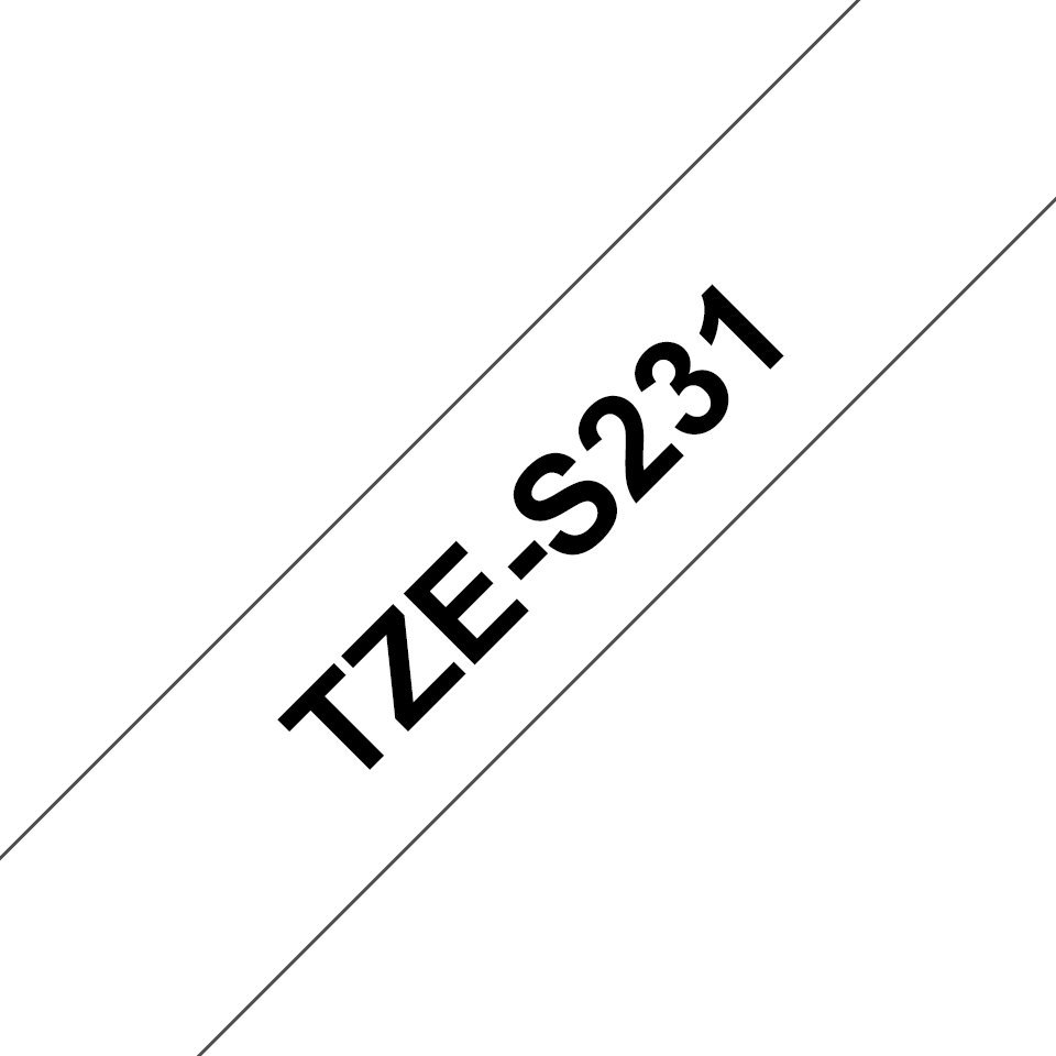Brother TZ-S231 Strong Adhesive Laminated Tape Czarny na Białym TZe 8 m 1.2 cm