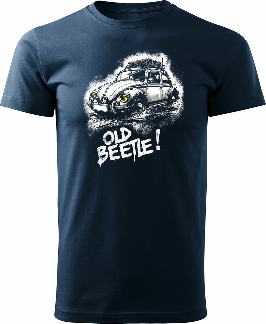 Koszulka VW Beetle garbus z samochodem garbusem męska granatowa REGULAR XXL