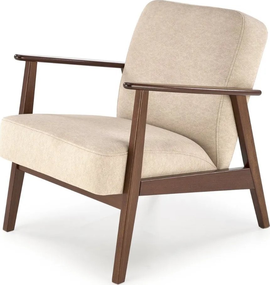 Halmar Fotel tapicerowany MILANO 1S beżowy/orzech HALMAR