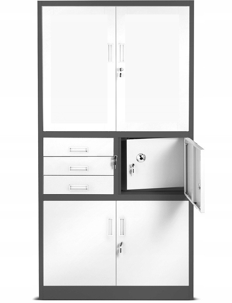 Aktenschrank mit Schubladen und Tresor FILIP II, 900 x 1850 x 400 mm, anthrazit-weiß