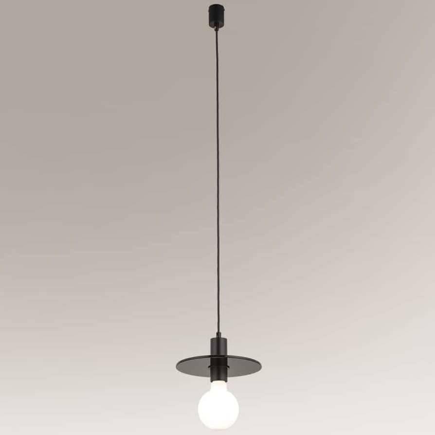 Lampa wisząca Shilo Industrialna LAMPA wisząca IKEDA 7982 Shilo loftowa OPRAWA metalowy ZWIS dysk czarny