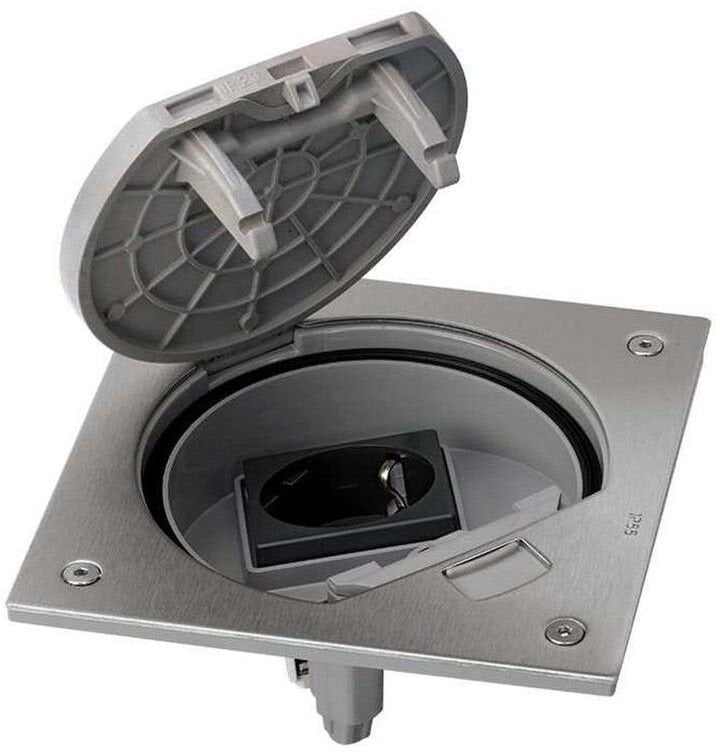 Kontakt-Simon Wkład do puszki podłogowej KSE IP66 z gniazdem Schuko stal nierdzewna KSE1/23/72