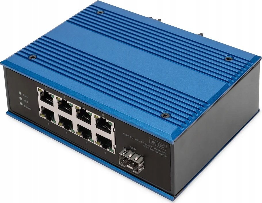 Switch Digitus DIGITUS Switch Ind. 8-Port 10/100 PoE Unmanaged blau