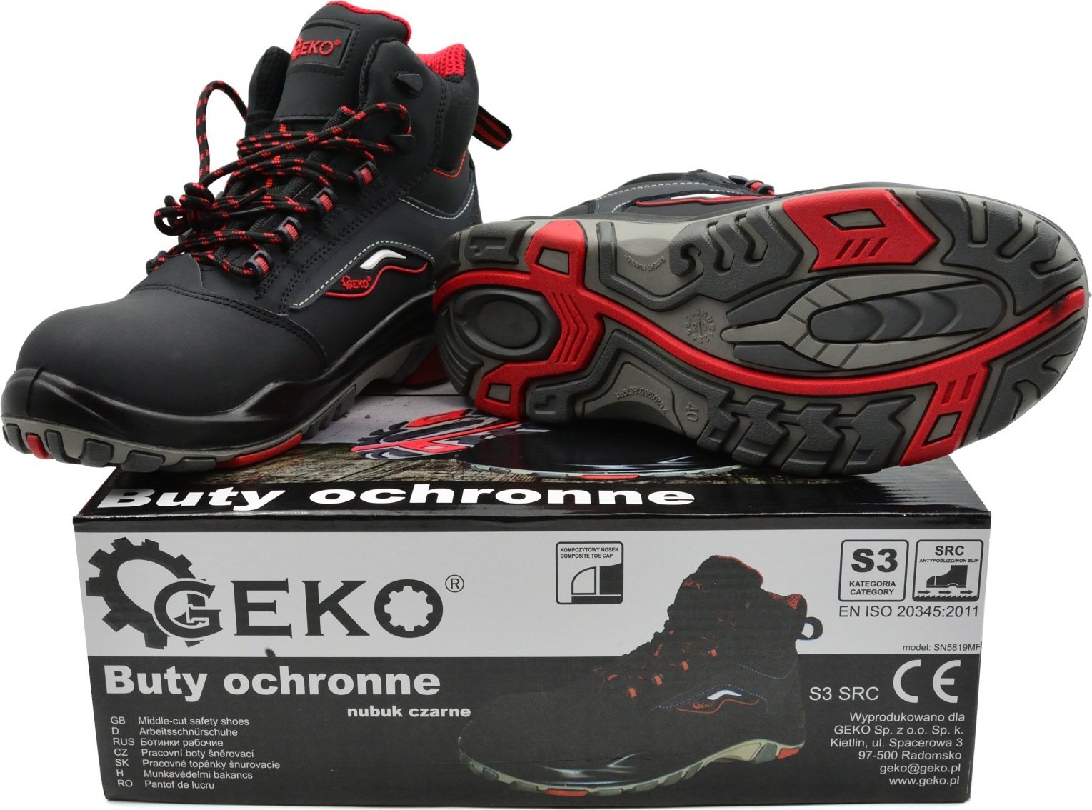 Geko Buty ochronne model nr 9 nubuk czarne S3 SRC - r. 40 (10)