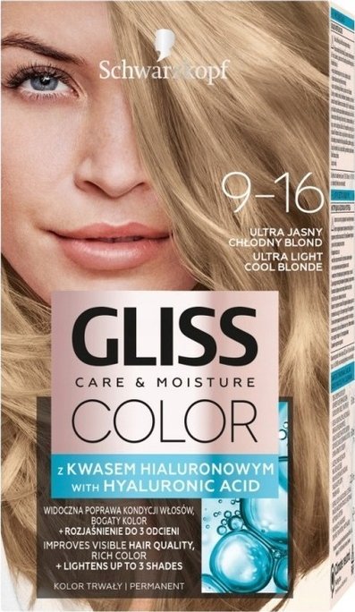 Schwarzkopf Schwarzkopf Gliss Color Care & Moisture Farba do włosów 9-16 ultra jasny chłodny blond 1op.