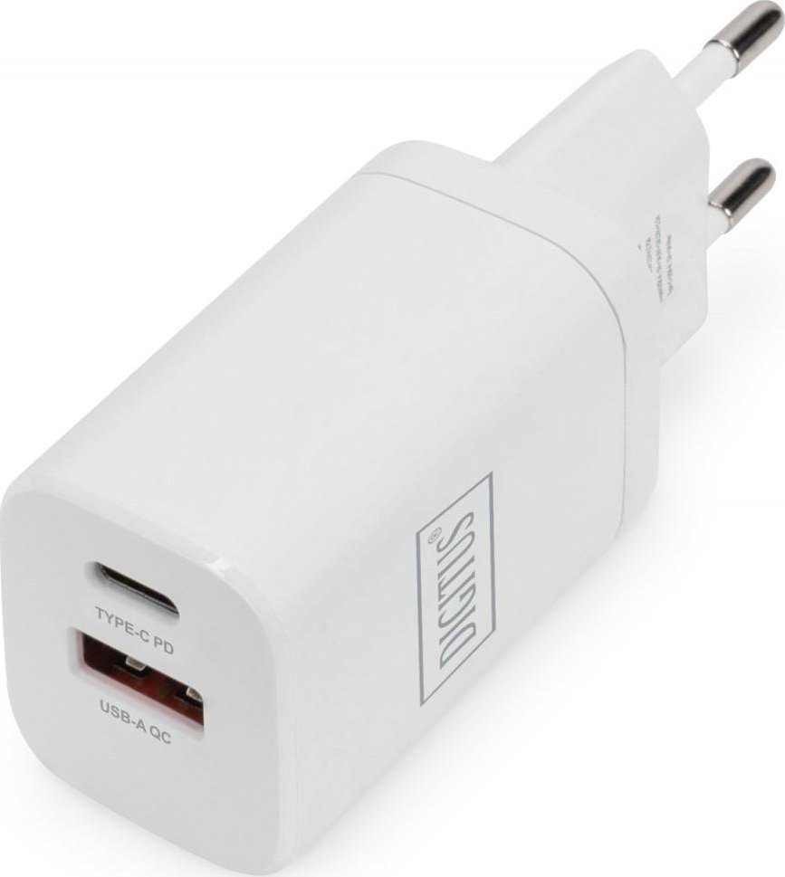 Ładowarka Digitus Ładowarka sieciowa zasilacz 1x USB-A 12W 1x USB-C 18W PD 3.0 max. 30W Biała