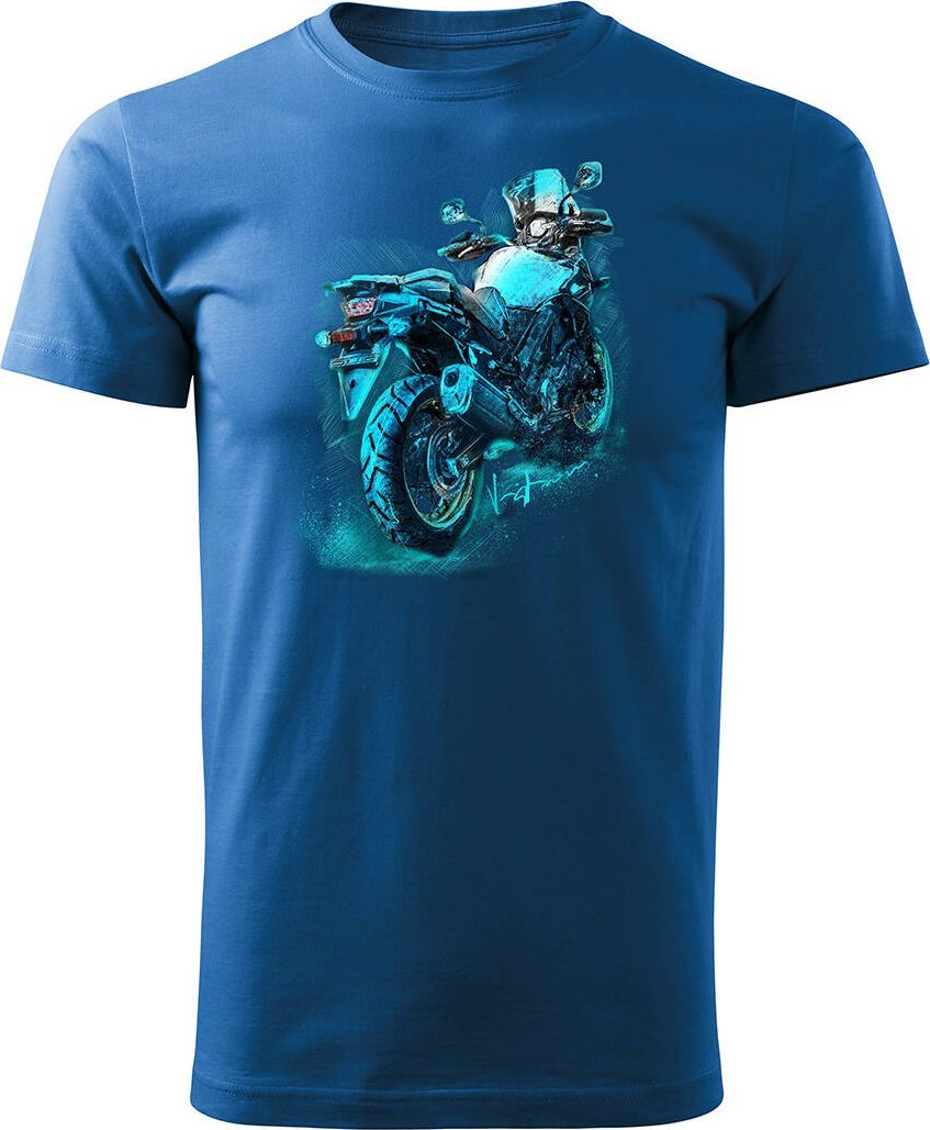 Topslang Koszulka z motocyklem na motor Suzuki V-strom Vstrom DL 650 XT męska niebieska REGULAR XXL