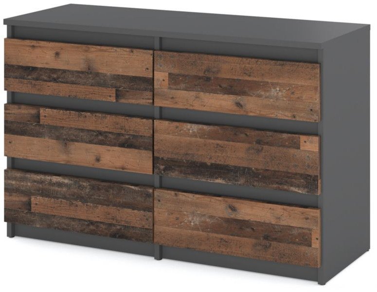 Komoda 6 Szuflad Vintage Hugo Szafka Nowoczesna 100cm Szary Mat Old Style