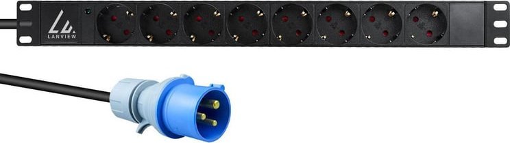 Lanview Lanview LVR-3MIEC-LIC-SCH8 rozdzielacz zasilania PDU 8 x gniazdo sieciowe 1U Czarny