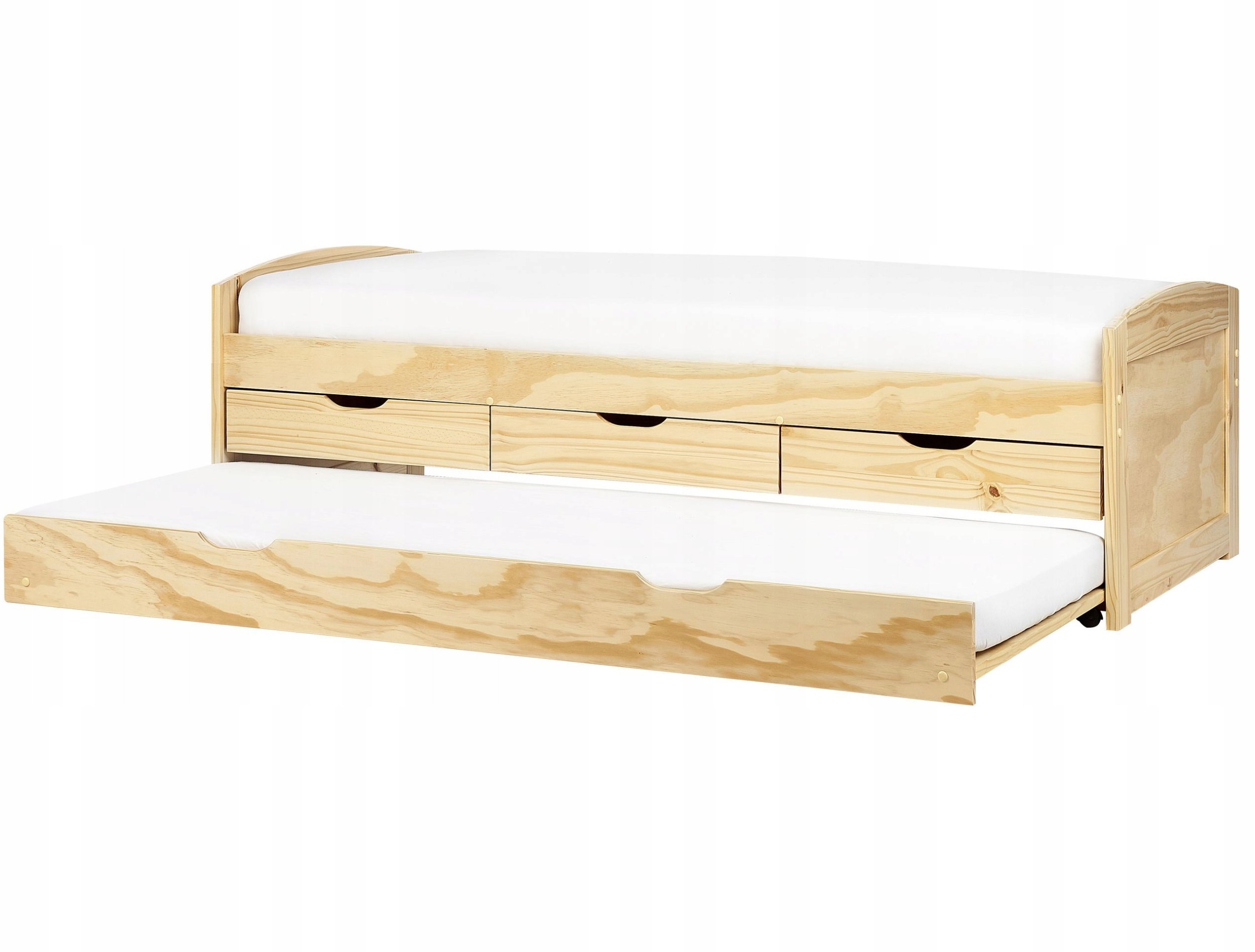 Beliani Łóżko wysuwane Drewno PETIVILLE 90 x 200 cm Jasnobrązowy