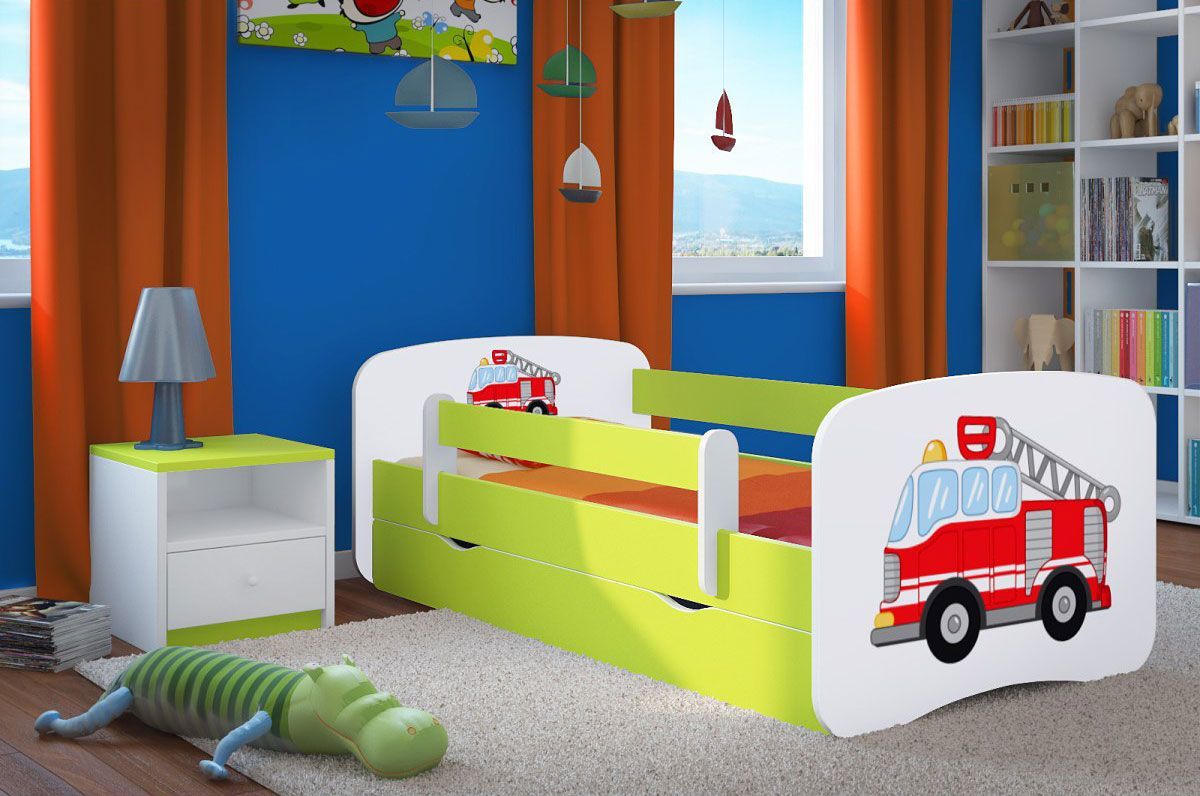 Elior Łóżko dziecięce z szufladą Happy 2X mix 70x140 - zielone