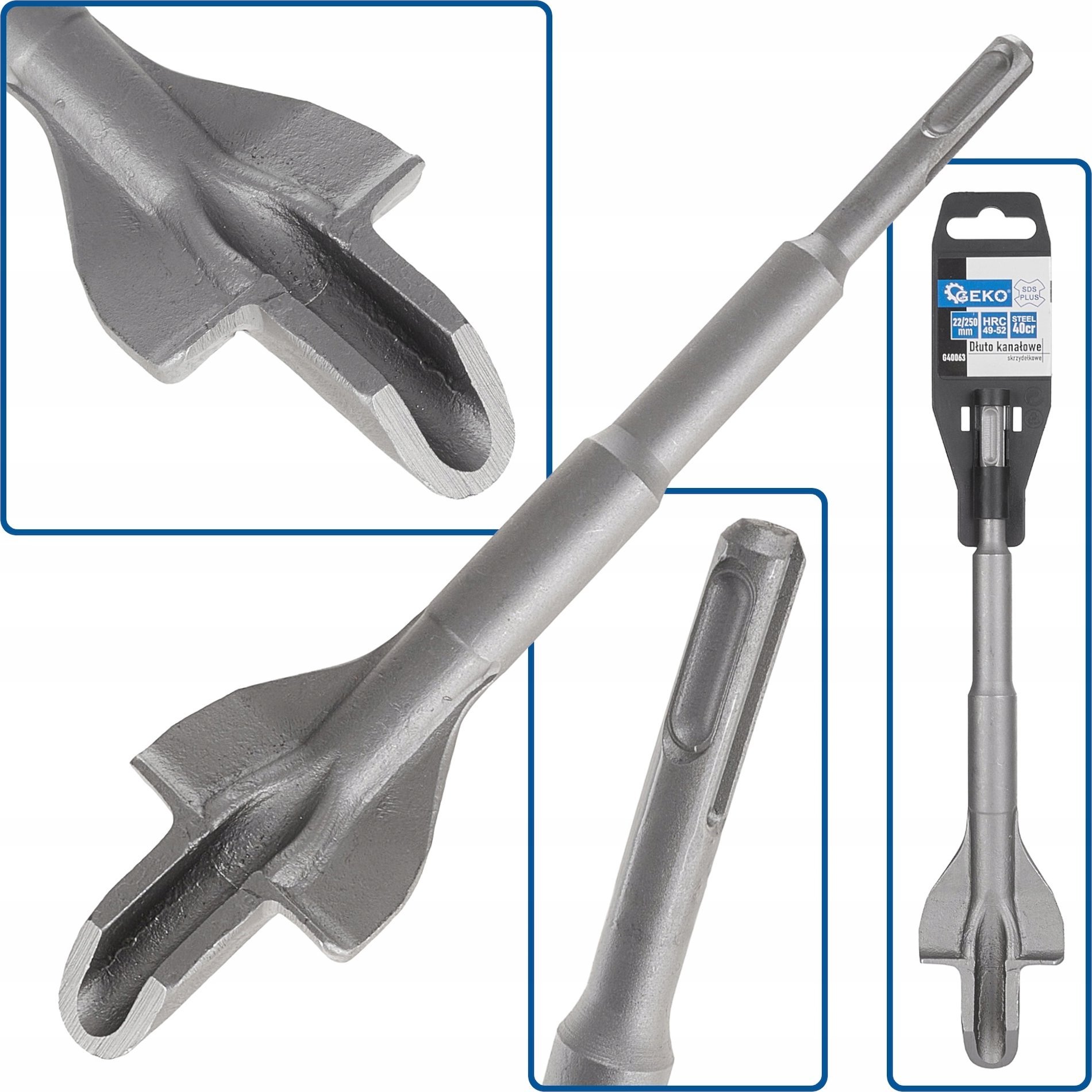 Geko Dłuto kanałowe skrzydełkowe SDS Plus 22/250mm (50)