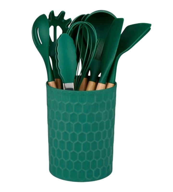 Alpina - Zestaw silikonowych przyborów kuchennych ze stojakiem 12 elementów