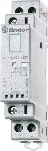 Finder Stycznik modułowy 1Z 1R 25A 230V AC/DC, wskaźnik zadziałania + LED, 17,5mm 22.32.0.230.4520